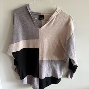Aaeda Colorblock Hooded Sweater Dolman Sleeve Lightweight Knit Size S
